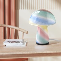 Notoc Dimmable Mushroom Lamp Glass Mushroom Bedside Table Lamp Translucent Vintage Style Small Nightstand Desklamp Light For Hom