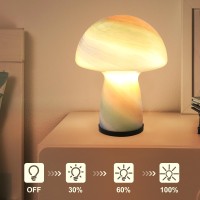 Notoc Dimmable Mushroom Lamp Glass Mushroom Bedside Table Lamp Translucent Vintage Style Small Nightstand Desklamp Light For Hom