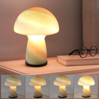 Notoc Dimmable Mushroom Lamp Glass Mushroom Bedside Table Lamp Translucent Vintage Style Small Nightstand Desklamp Light For Hom