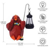 Tiejiajiang Cardinal Garden Statue With Solar Lantern - Unique Yard Art Ornament Ideal Gardening Gift For Women/Mom, Garden Statues Outdoor Clearance (6.9