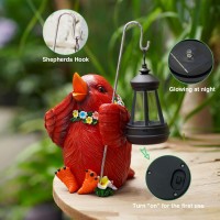 Tiejiajiang Cardinal Garden Statue With Solar Lantern - Unique Yard Art Ornament Ideal Gardening Gift For Women/Mom, Garden Statues Outdoor Clearance (6.9