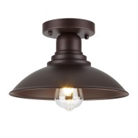 Goldhill Oil Rubbed Bronze Outdoor Semi Flush Mount Ceiling Light Fixture Metal Farmhouse Kitchen Light With E26 Based Socket