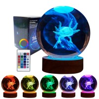 Chickenegglamp Axolotl Crystal Ball Lamp 3D 315 Inch Crystal Axolotl Light 16 Colors Change With Remote Control Axolotl Lamp Wi