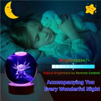 Chickenegglamp Axolotl Crystal Ball Lamp 3D 315 Inch Crystal Axolotl Light 16 Colors Change With Remote Control Axolotl Lamp Wi