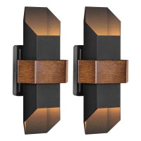 Lamqee Geometric Wall Sconce Set Of 2, Modern Lamp Sconces Wall Lighting Up And Down Porch Lights Waterproof Wall Lights For Living Room 3000K, Wall Mounted Exterior Lighting