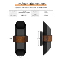 Lamqee Geometric Wall Sconce Set Of 2, Modern Lamp Sconces Wall Lighting Up And Down Porch Lights Waterproof Wall Lights For Living Room 3000K, Wall Mounted Exterior Lighting