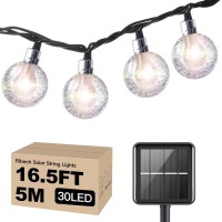 Ribech Solar String Lights Outdoor Globe Fairy Lights Waterproof Solar Patio Outdoor Hanging Lights Decorative Christmas Lights For Home Party Garden Wedding (165Ft5M 30Led, Yellow)