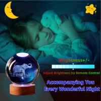 Chickenegglamp 3D Elephant Crystal Ball Lamp 315 Inch Glass Ball Elephant Night Light 16 Colors Change With Remote Control Elep