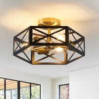 Xsdetu Modern Flush Mount Ceiling Light 3Light Black Gold Hallway Light Fixtures Ceiling Mount Industrial Close To Ceiling Li