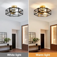 Xsdetu Modern Flush Mount Ceiling Light 3Light Black Gold Hallway Light Fixtures Ceiling Mount Industrial Close To Ceiling Li