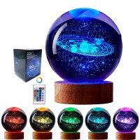 3D Solar System Crystal Ball Lamp 315 Inch Glass Ball Solar System Night Light 16 Colors Change With Remote Control Solar Syste