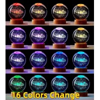 3D Solar System Crystal Ball Lamp 315 Inch Glass Ball Solar System Night Light 16 Colors Change With Remote Control Solar Syste