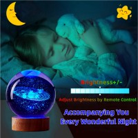 3D Solar System Crystal Ball Lamp 315 Inch Glass Ball Solar System Night Light 16 Colors Change With Remote Control Solar Syste