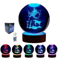 Chickenegglamp 3D Sea Turtle Crystal Ball Lamp 315 Inch Glass Ball Sea Turtle Light 16 Colors Change With Remote Control Sea Tu