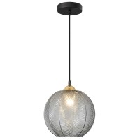 Kco Lighting Modern Smoke Gray Glass Pendant Light Kitchen Island Large Globe Farmhouse Pendant Lighting Adjustable Black Stripe