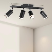 Ketom Modern Track Lighting Fixtures Black 4 Light Ceiling Spotlight Flexibly Rotatable Gu10 Light Heads Foldable Led Kitc