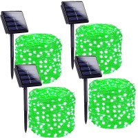 Solar String Lights Outdoor, 4-Pack Each 100 Led Solar Christmas Twinkle Lights Outside, Waterproof Copper Wire With 8 Modes Solar Fairy Lights For Garden Yard Tree Wedding Christmas Decor (Green)