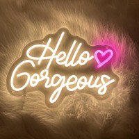 Hello Gorgeous Neon Sign Led Neon Light For Wall White Neon Signs For Bachelorette Party Birthday Engagement Party Wedding Decor