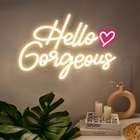 Hello Gorgeous Neon Sign Led Neon Light For Wall White Neon Signs For Bachelorette Party Birthday Engagement Party Wedding Decor