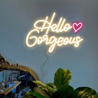 Hello Gorgeous Neon Sign Led Neon Light For Wall White Neon Signs For Bachelorette Party Birthday Engagement Party Wedding Decor