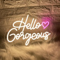 Hello Gorgeous Neon Sign Led Neon Light For Wall White Neon Signs For Bachelorette Party Birthday Engagement Party Wedding Decor