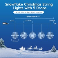 Christmas Snowflake Icicle Lights Outdoor - Plug-In 10.5Ft 5 Drops 240Led Snowflake Window Lights With 8 Modes, Hanging Lights For Indoor Outdoor Porch Eaves Rooftops Pergola Canopy Christmas Decor