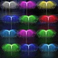 Vihose 12 Pcs Solar Outdoor Lights Jellyfish Lights Flowers Garden 7 Color Changing Lights Waterproof Decor, Wind Dance Lights For Outdoors, Patio, Lawn, Pathway, Christmas, Holiday