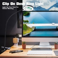 Yeegras Desk Magnifying Glass With Light 5X 10X Clip On Desk Light With 3 Light Color 5W Led Desk Lamp With Clamp 10 Adjustabl