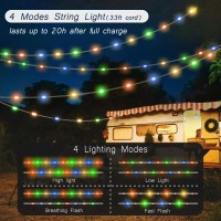 Color String Lights + Camping Lantern Flashlight: 33Ft Camping String Lights With 4000Mah Power Bank, Waterproof Led Camping Lights, Portable Tent Lights For Camping Power Outage Emergency Home