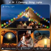 Color String Lights + Camping Lantern Flashlight: 33Ft Camping String Lights With 4000Mah Power Bank, Waterproof Led Camping Lights, Portable Tent Lights For Camping Power Outage Emergency Home