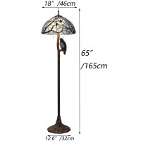 Bieye L10882 Ravens Sitting On Bare Tree Branch Against Full Moon Tiffany Style Stained Glass Floor Lamp With Raven Night Light