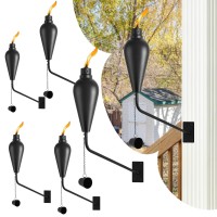 Zszmfh 6 Pcs Wall Mounted Citronella Torches 15 Oz Garden Torches For Outside Refillable Flame Light Torch Outdoor Metal Torc