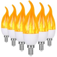 Myogrip E12 Led Flame Light Bulbs 3 Modes Flickering Light Bulbs Candelabra Candle Fire Light Bulb For Home Party Patio Indoor