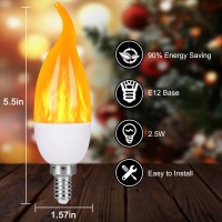 Myogrip E12 Led Flame Light Bulbs 3 Modes Flickering Light Bulbs Candelabra Candle Fire Light Bulb For Home Party Patio Indoor