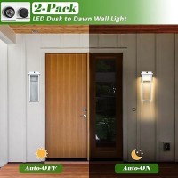 White Led Dusk To Dawn Outdoor Lighting 2 Packs 16 Large Outside Farmhouse Wall Lantern Industrial Porch Wall Mount Light Fi