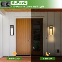 Oil Rubbed Bronze Led Dusk To Dawn Outdoor Lighting 2 Packs 16 Large Outside Farmhouse Wall Lantern Brown Industrial Porch W