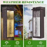 Oil Rubbed Bronze Led Dusk To Dawn Outdoor Lighting 2 Packs 16 Large Outside Farmhouse Wall Lantern Brown Industrial Porch W