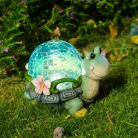 Turtle Solar Lights Outdoor Statue Lawn Ornaments Turtle Solar Garden Statues Unique Solar Turtles For Outdoors Decor Gifts For