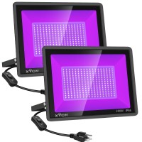 Xycn 2 Pack 200W Led Black Lights, Flood Light With Plug, Ip66 Waterproof For Dance Party, Glow In The Dark, Stage Lighting, Body Paint, Fluorescent Poster, Neon Glow