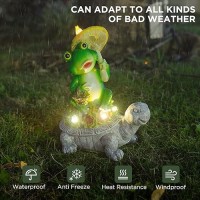 Turtle Solar Lights Outdoors Garden Statue Lawn Ornaments Turtle Frog Solar Garden Statues With Mushroom Solar Lights Gifts For