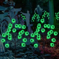 Outdoor Halloween Decorations Solar Halloween Eyeball Lights 2 Pack 40Led Waterproof Stake Lights Halloween Decor Cute Scary Gre