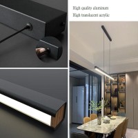 Black Modern Chandeliers Dining Room Chandelier Dimmable With Remote Control Pendant Ceiling Light Minimalist Linear Hanging Lamp Flush Mount Kitchen Lights Restaurant Living Room (L47.2