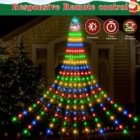 Faculx Waterfall String Lights Outdoor Christmas Decorations 344 Led 11.4 Ft, 9 String, 8 Modes With Remote Control For Indoor Christmas Outdoor Decor, Wedding Party Festive Xmas Celebrations