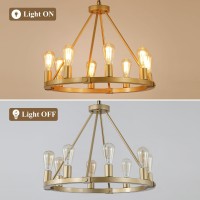 9Mmml 236 8 Lights Golden Wagon Wheel Chandelier Large Luxury Kitchen Island Pendant Light For Living Dining Room Foyer Entryw