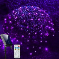 Solar Net Halloween Lights Purple, 204 Led Net Lights Outdoor Mesh Lights, Remote Control Solar Powered String Lights For Garden, Yard, Bushes, Trunk, Halloween, Xmas Tree Decor-9.8Ft X 6.6Ft