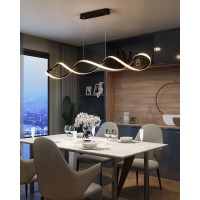 Led Pendant Lamp Dining Table Pendant Lamp Black Adjustable Chandelier With Remote Control Pendant Lamp Modern Pendant Lamp For Dining Room Living Room Bedroom Kitchen Office Lamp (Black, 39.3In)