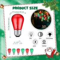 Vihose S14 Bulb Colored Outdoor String Light Bulb Replacement Glass Bulb 11 Watt E26 Base Incandescent Colored Vintage String Light For Home Wedding Halloween Christmas Party Decoration(50 Pcs)