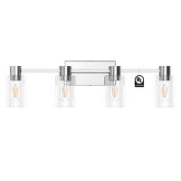 Esfos 4Light Modern Vanity Light Fixtures Over Mirror Chrome Bathroom Light Fixtures Vanity Lights Wall Sconce With Clear Gl