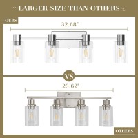 Esfos 4Light Modern Vanity Light Fixtures Over Mirror Chrome Bathroom Light Fixtures Vanity Lights Wall Sconce With Clear Gl