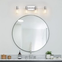 Esfos 4Light Modern Vanity Light Fixtures Over Mirror Chrome Bathroom Light Fixtures Vanity Lights Wall Sconce With Clear Gl